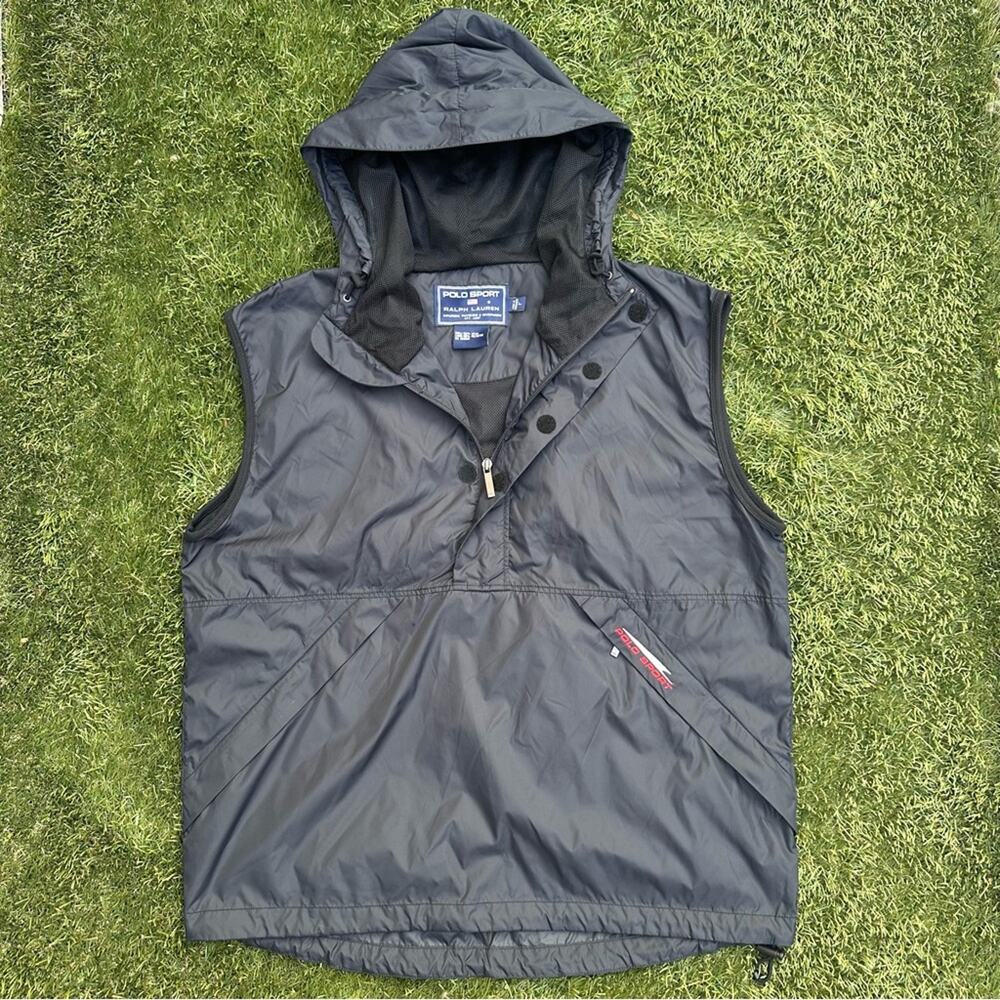 RARE Vtg Polo Sport Ralph Lauren Half Zip Pullover 90's Y2K Windbreaker Vest L